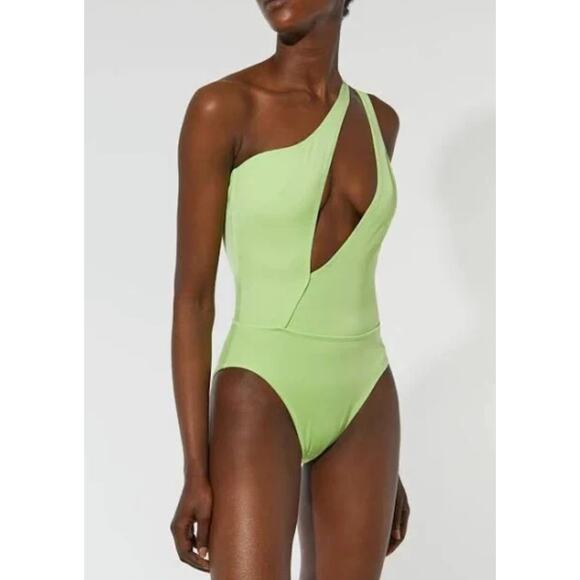 SOLID & STRIPED Other - Solid & Striped Lime Green One Shoulder Swimsuit Asymmetrical Cutout NWOT S